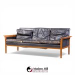 Knut Sæter for Vatne Møbler Mid Century Norwegian Teak and Leather Loveseat Sofa