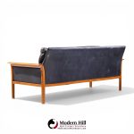 Knut Sæter for Vatne Møbler Mid Century Norwegian Teak and Leather Loveseat Sofa