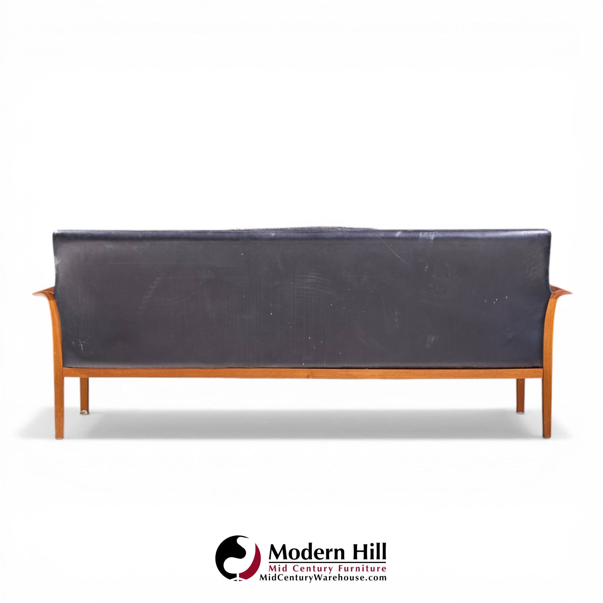Knut Sæter for Vatne Møbler Mid Century Norwegian Teak and Leather Loveseat Sofa