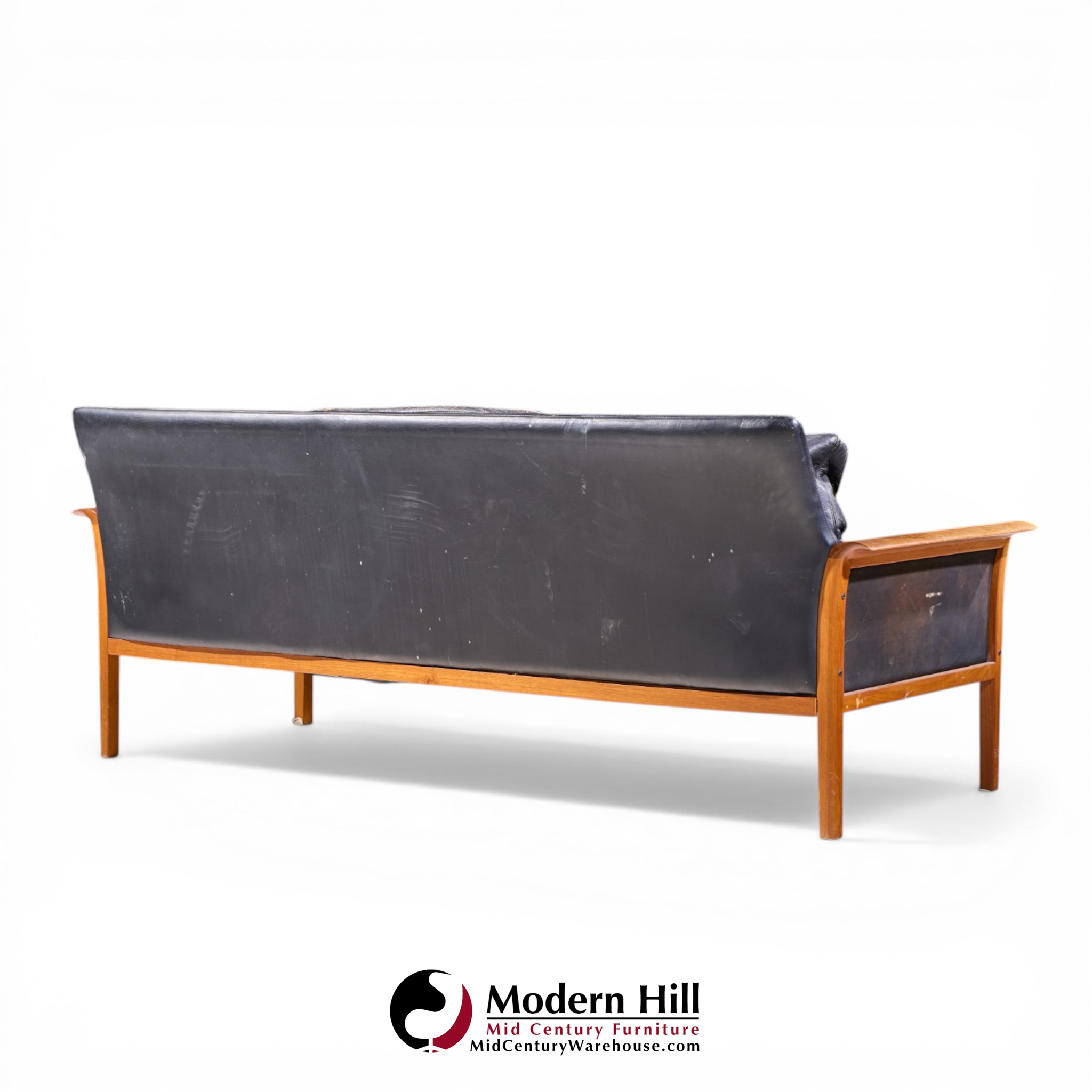 Knut Sæter for Vatne Møbler Mid Century Norwegian Teak and Leather Loveseat Sofa
