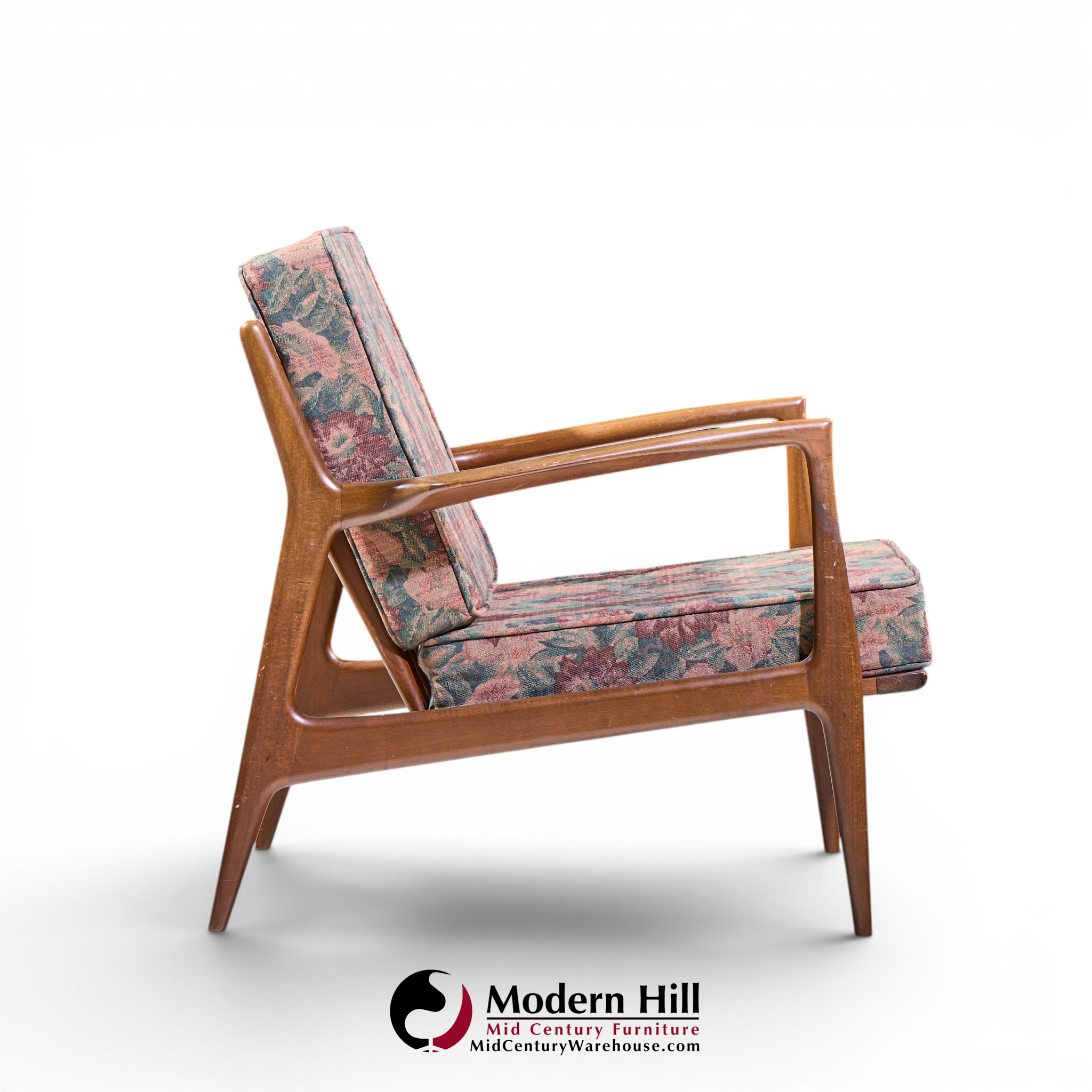 Kofod Larsen for Selig Mid Century Danish Walnut Lounge Chair