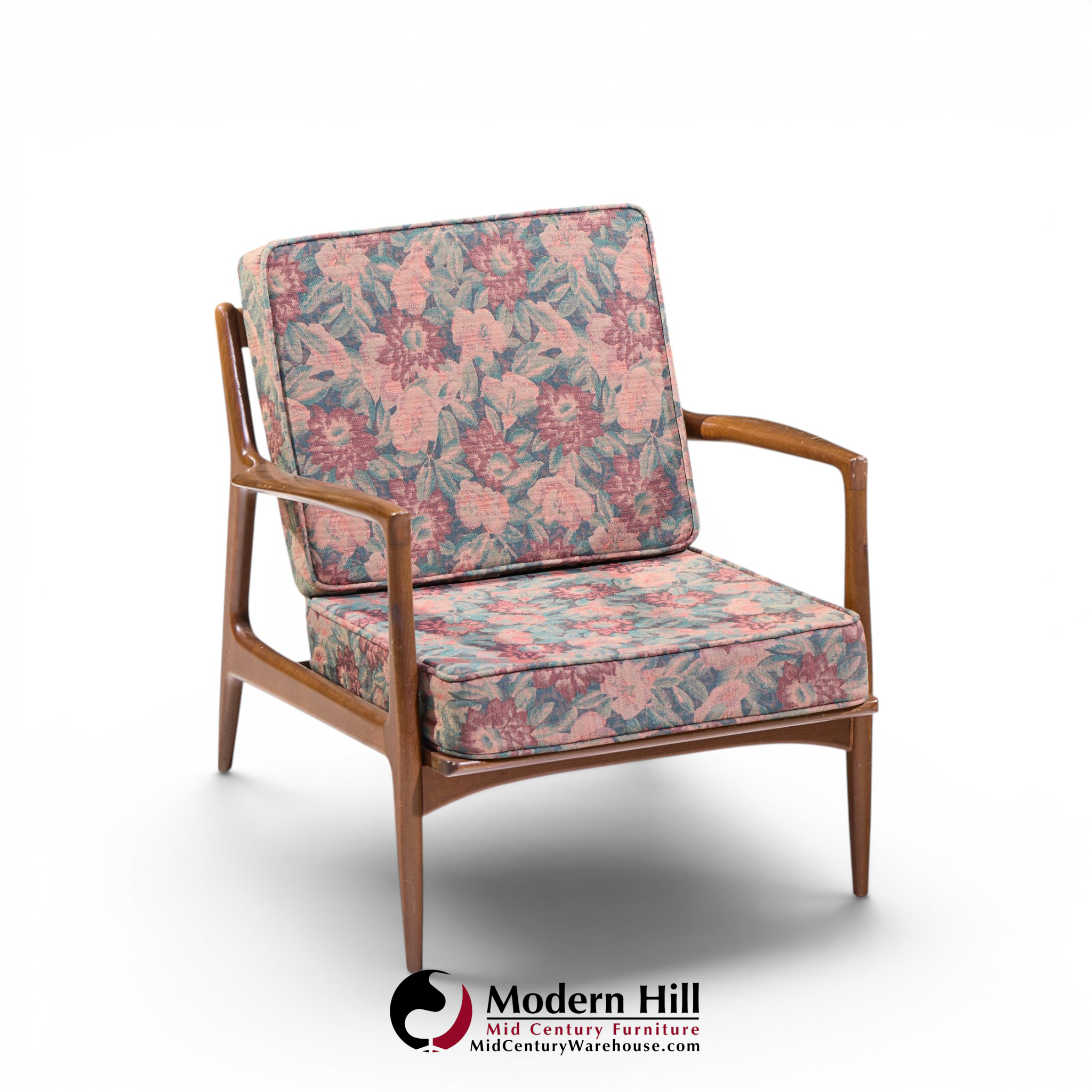 Kofod Larsen for Selig Mid Century Danish Walnut Lounge Chair