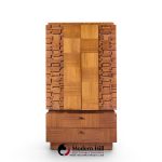 Lane Brutalist Mid Century Walnut Armoire Dresser