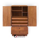 Lane Brutalist Mid Century Walnut Armoire Dresser