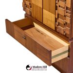 Lane Brutalist Mid Century Walnut Armoire Dresser