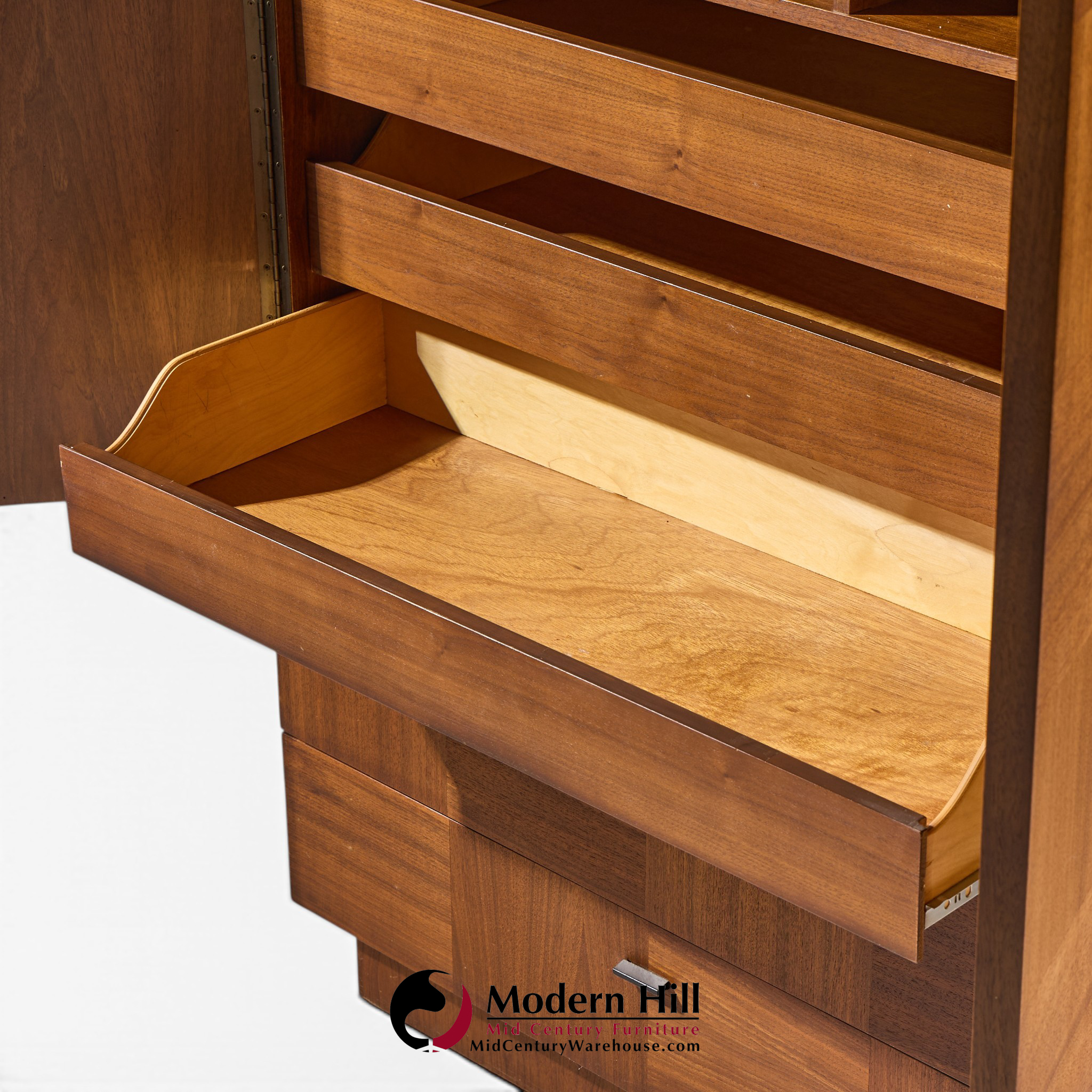 Lane Brutalist Mid Century Walnut Armoire Dresser