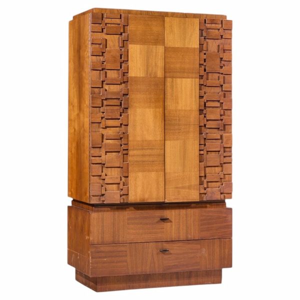 lane brutalist mid century walnut armoire dresser