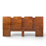 Lane Brutalist Mid Century Walnut King Headboard