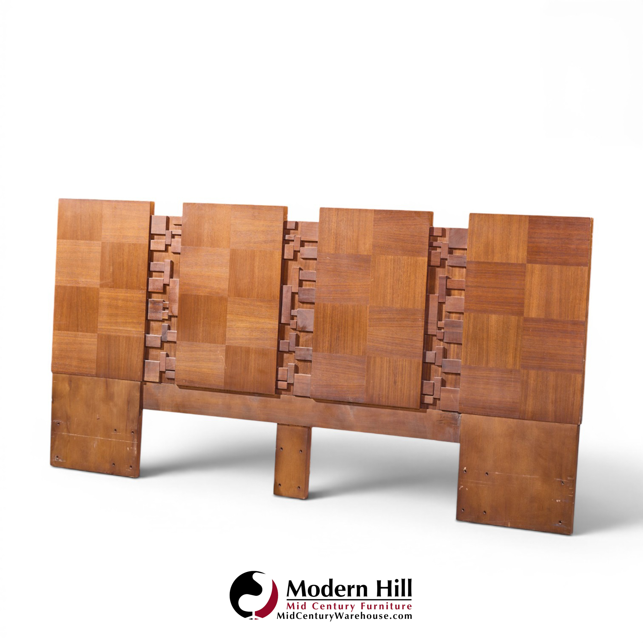 Lane Brutalist Mid Century Walnut King Headboard