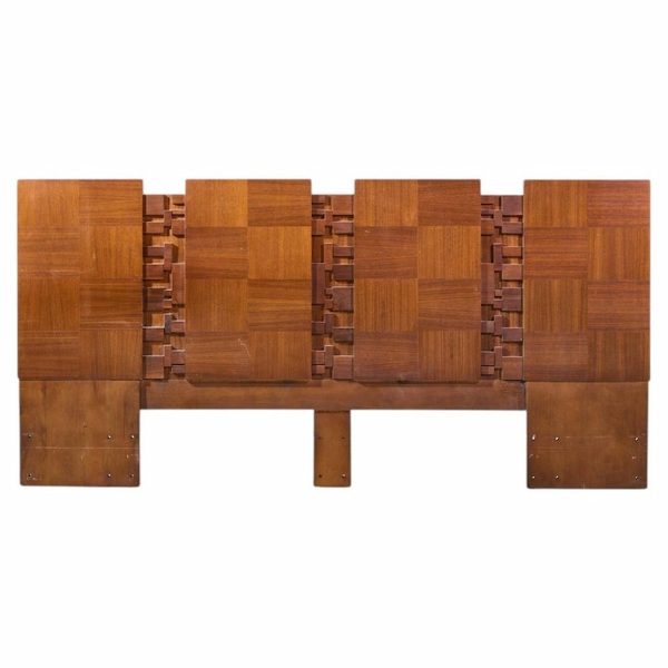 lane brutalist mid century walnut king headboard