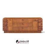 Lane Brutalist Mid Century Walnut Lowboy Dresser