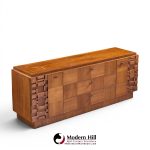 Lane Brutalist Mid Century Walnut Lowboy Dresser