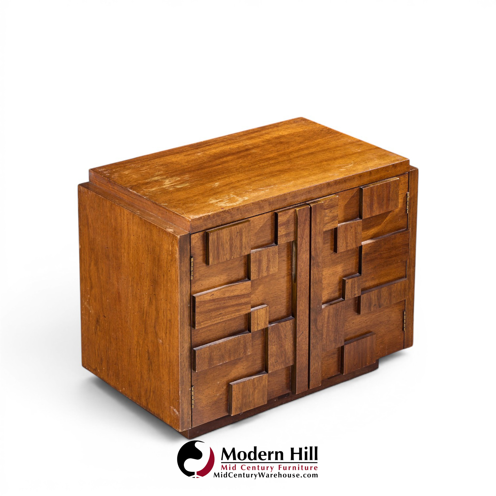 Lane Staccato Brutalist Mid Century Nightstands - Pair