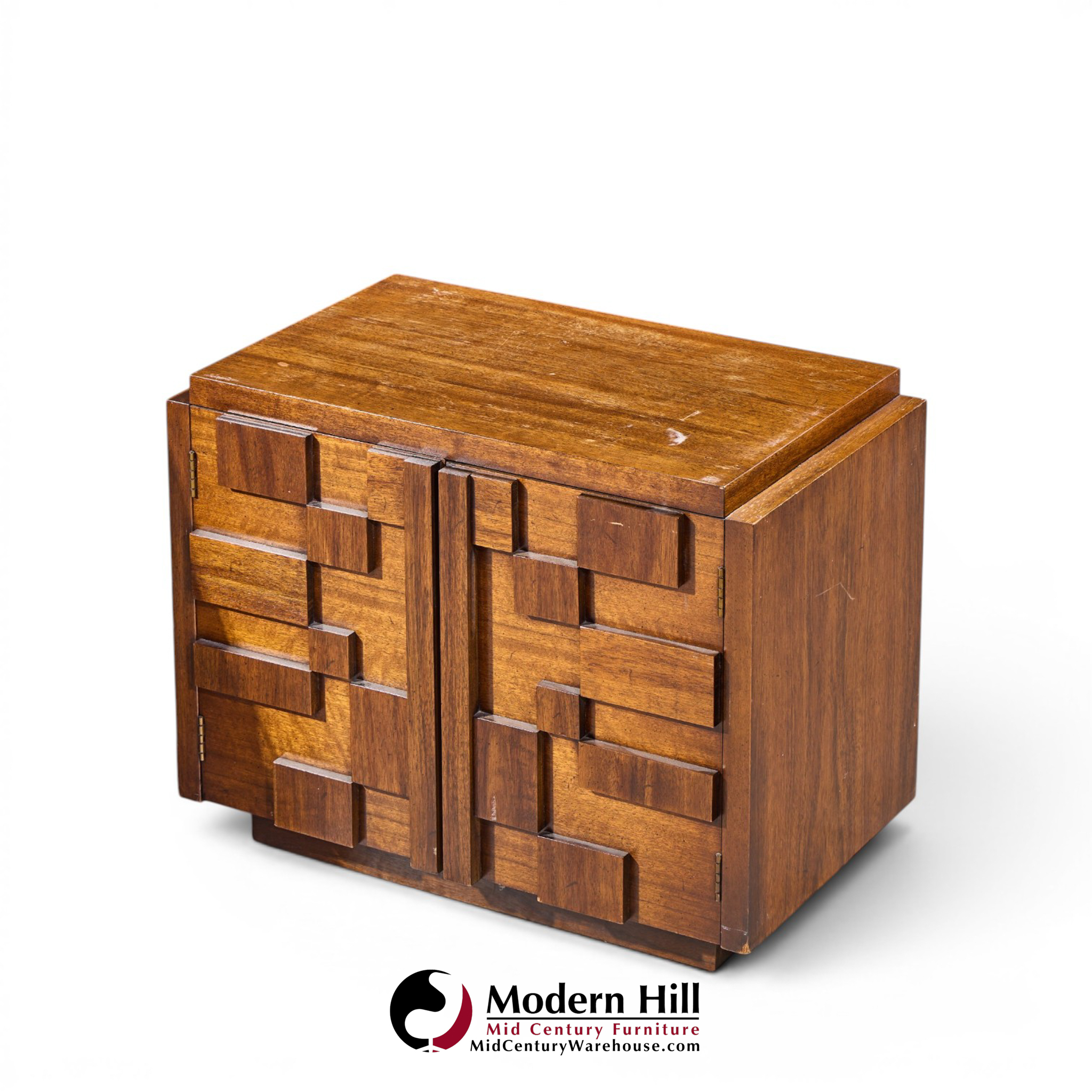 Lane Staccato Brutalist Mid Century Nightstands - Pair