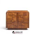 Lane Staccato Brutalist Mid Century Nightstands - Pair