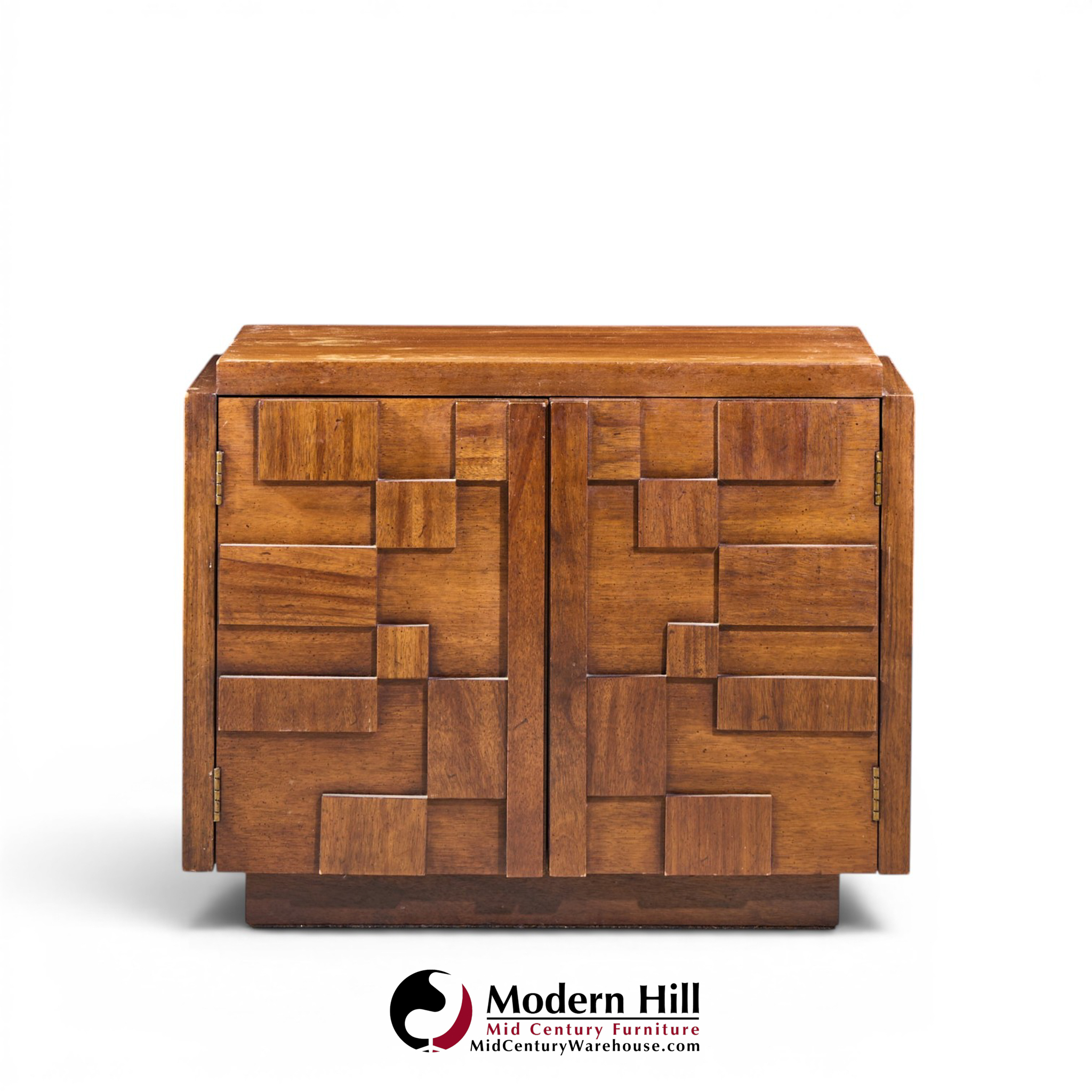 Lane Staccato Brutalist Mid Century Nightstands - Pair