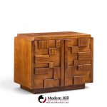 Lane Staccato Brutalist Mid Century Nightstands - Pair