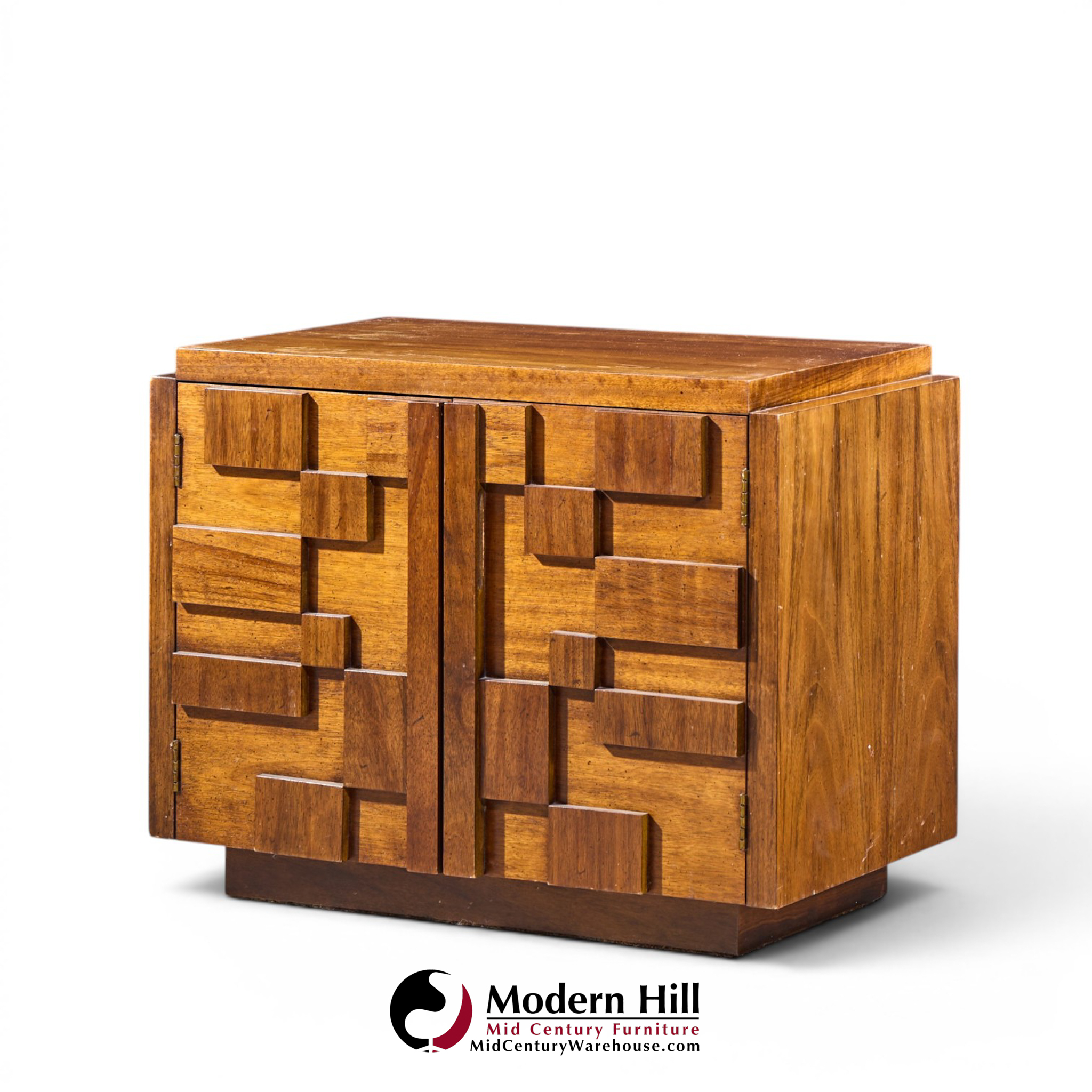 Lane Staccato Brutalist Mid Century Nightstands - Pair