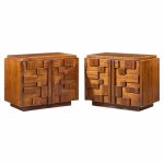 Lane Staccato Brutalist Mid Century Nightstands - Pair