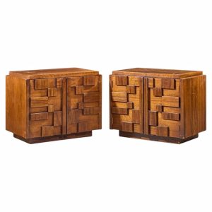 Lane Staccato Brutalist Mid Century Nightstands - Pair