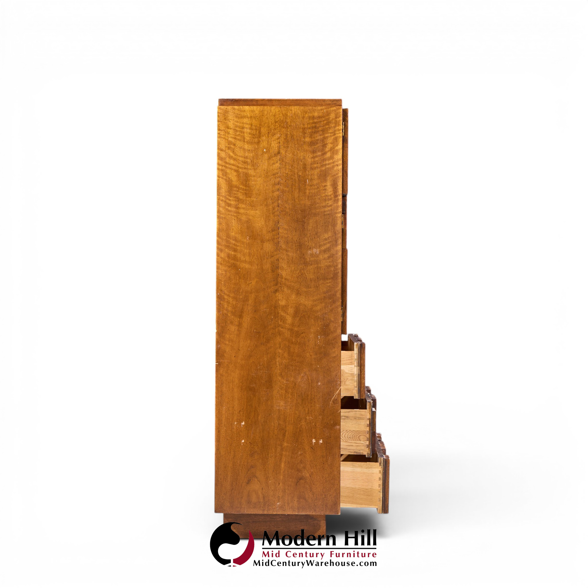 Lane Staccato Brutalist Mid Century Walnut Armoire Dresser