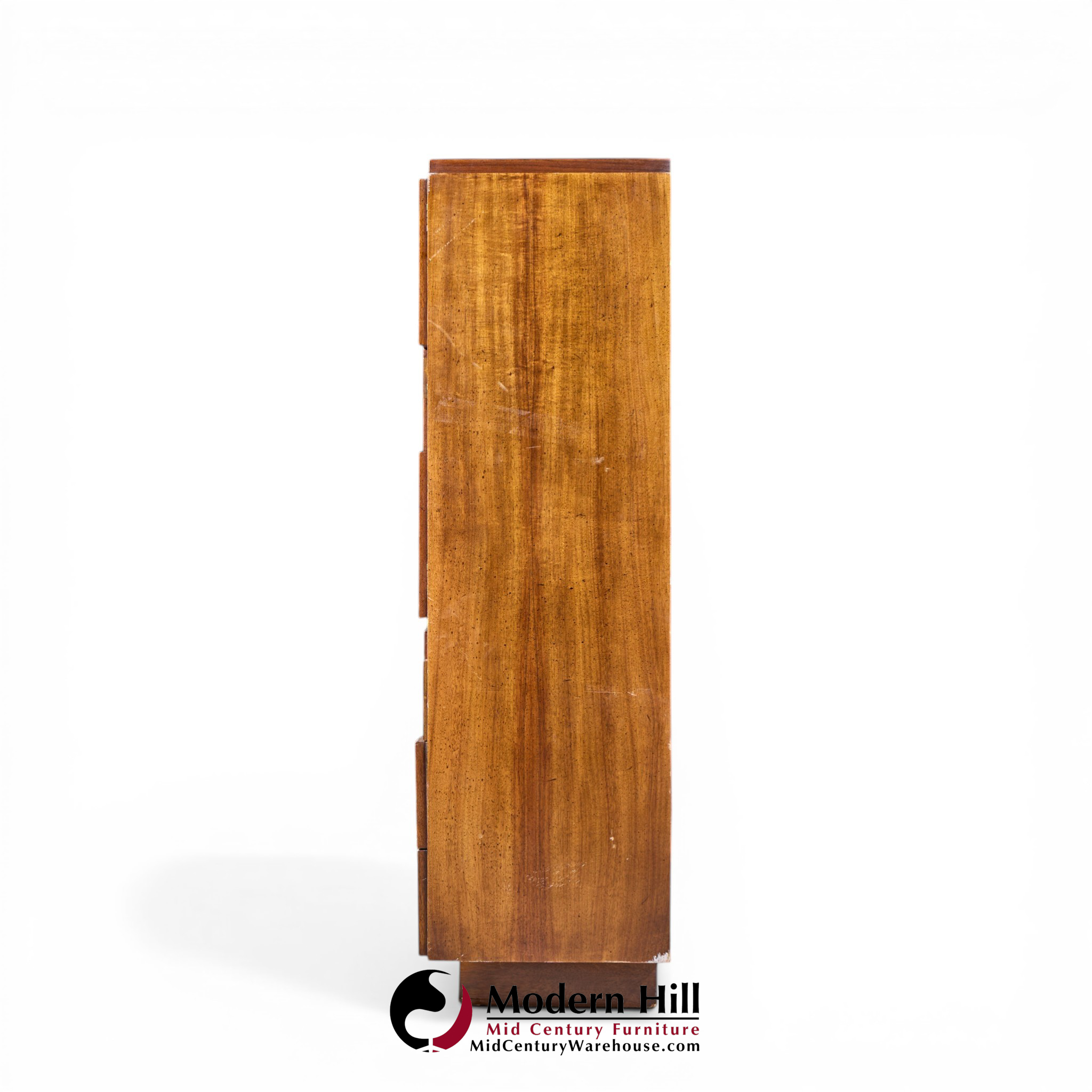 Lane Staccato Brutalist Mid Century Walnut Highboy Armoire Dresser