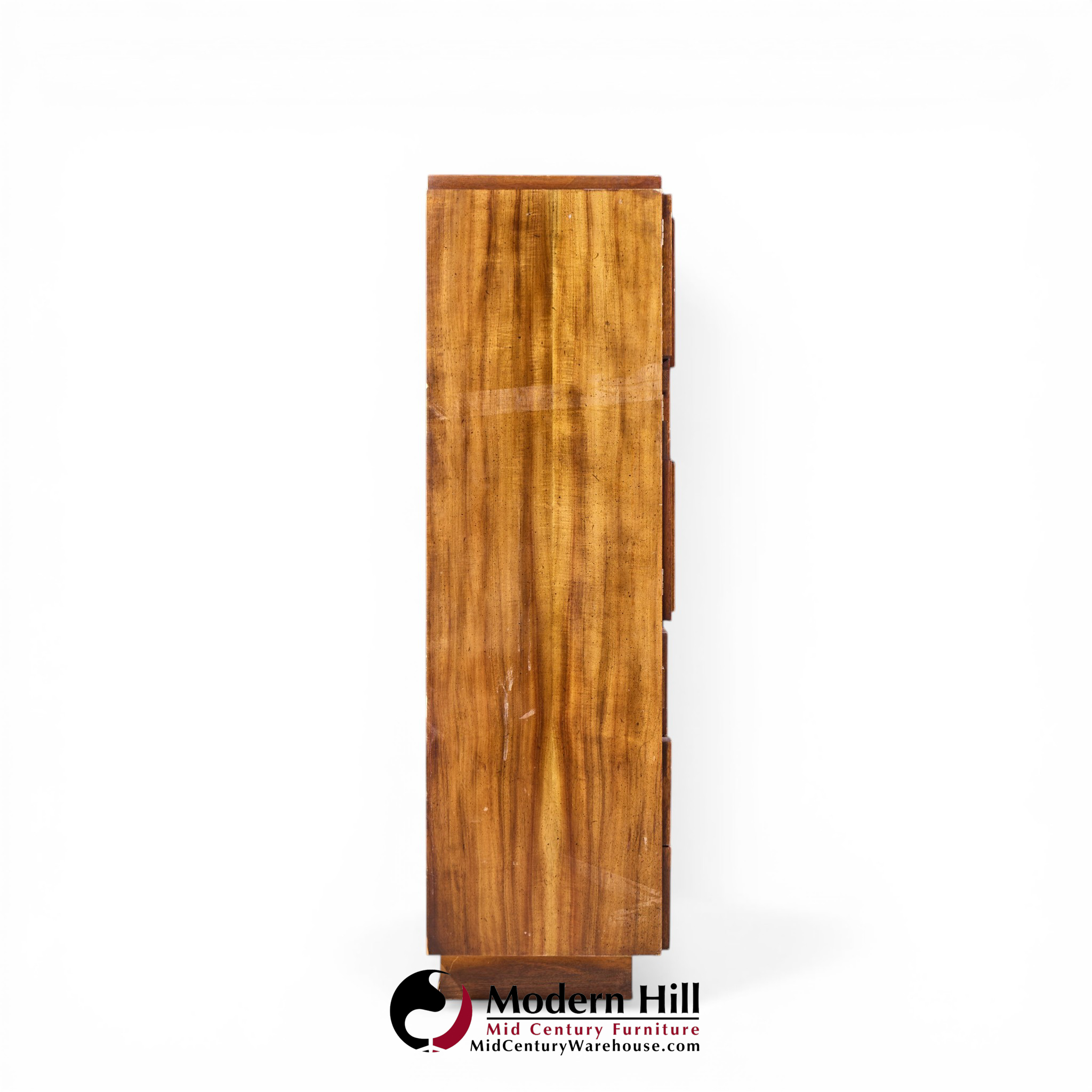 Lane Staccato Brutalist Mid Century Walnut Highboy Armoire Dresser