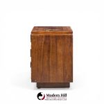 Lane Staccato Mid Century Brutalist Walnut Nightstands - Pair