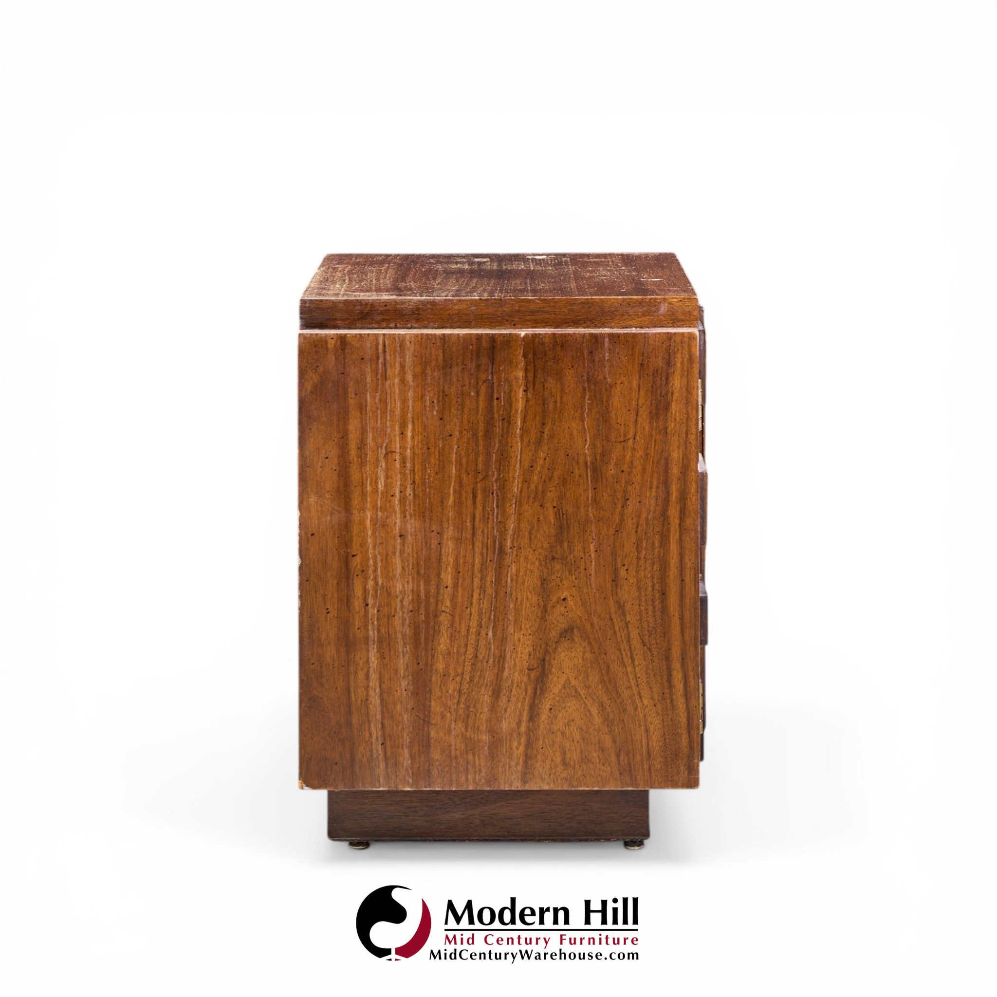 Lane Staccato Mid Century Brutalist Walnut Nightstands - Pair