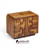 Lane Staccato Mid Century Brutalist Walnut Nightstands - Pair