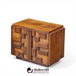 Lane Staccato Mid Century Brutalist Walnut Nightstands - Pair