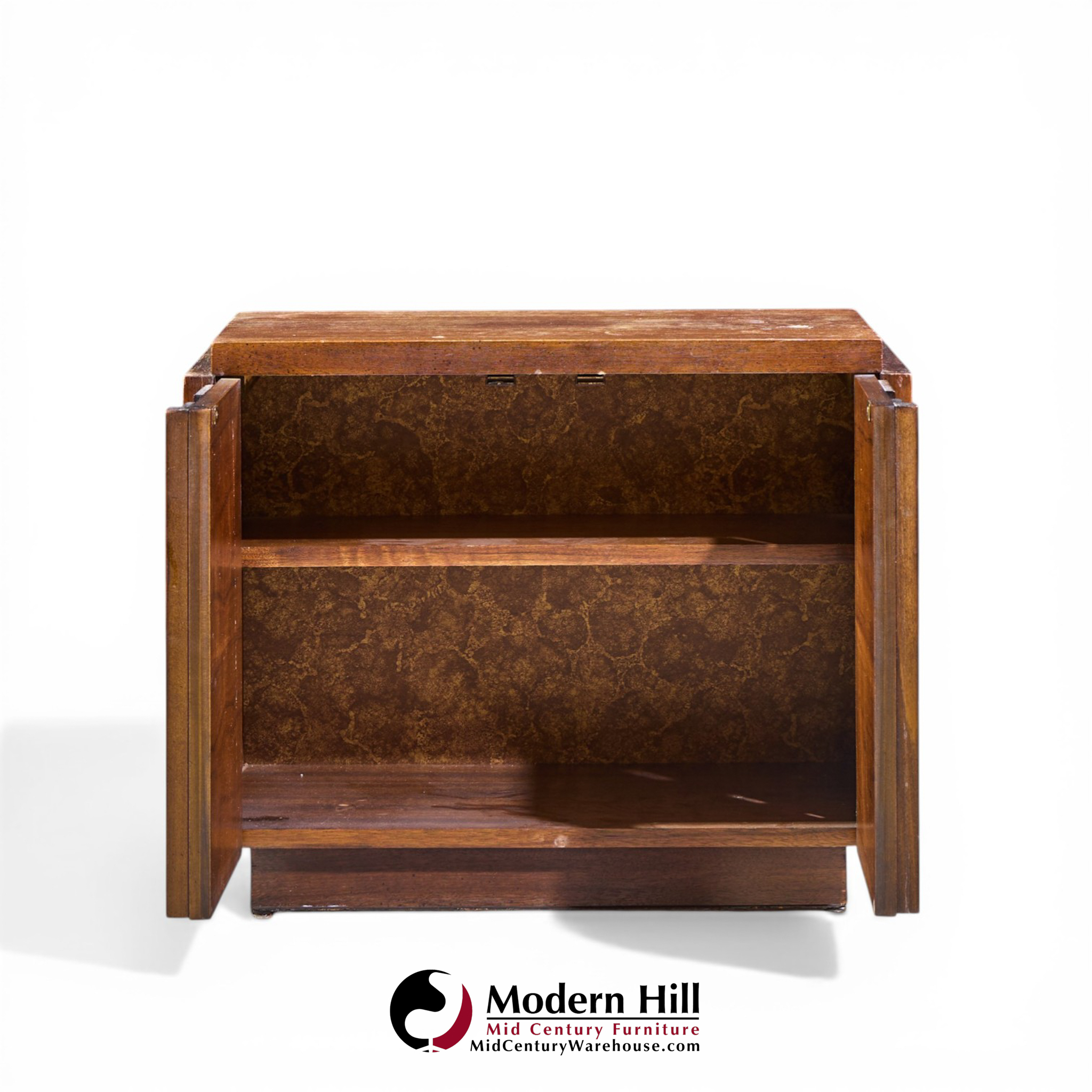 Lane Staccato Mid Century Brutalist Walnut Nightstands - Pair