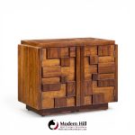 Lane Staccato Mid Century Brutalist Walnut Nightstands - Pair