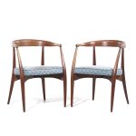 lawrence peabody mid century armchairs - pair