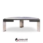 Leon Rosen for Pace Collection Mezzaluna Mid Century Chrome and Stone Desk