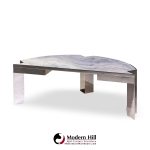 Leon Rosen for Pace Collection Mezzaluna Mid Century Chrome and Stone Desk