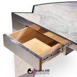 Leon Rosen for Pace Collection Mezzaluna Mid Century Chrome and Stone Desk