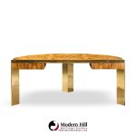 Leon Rosen for Pace Mid Century Burlwood and Brass Excutive Desk