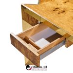 Leon Rosen for Pace Mid Century Burlwood and Brass Excutive Desk