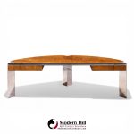 Leon Rosen for Pace Mid Century Burlwood and Chrome Executive Desk