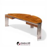 Leon Rosen for Pace Mid Century Burlwood and Chrome Executive Desk