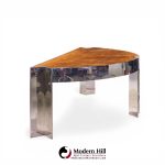 Leon Rosen for Pace Mid Century Burlwood and Chrome Executive Desk