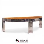 Leon Rosen for Pace Mid Century Burlwood and Chrome Executive Desk