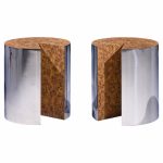 Leon Rosen for Pace Style Mid Century Pac-man Chrome Drum Tables - Pair