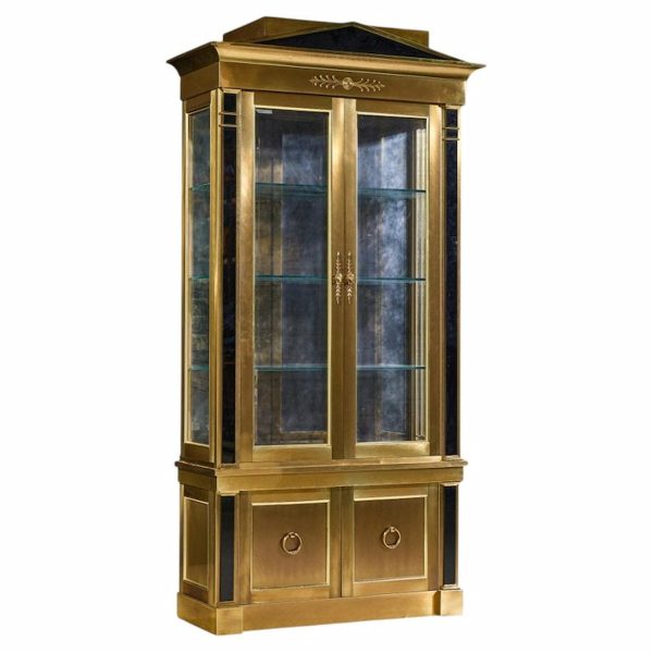 mastercraft neoclassical brass and glass vitrine cabinet