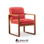 Milo Baughman Style Mid Century Oak Dining Chairs - Set of 6