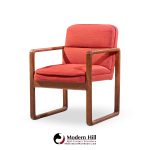 Milo Baughman Style Mid Century Oak Dining Chairs - Set of 6