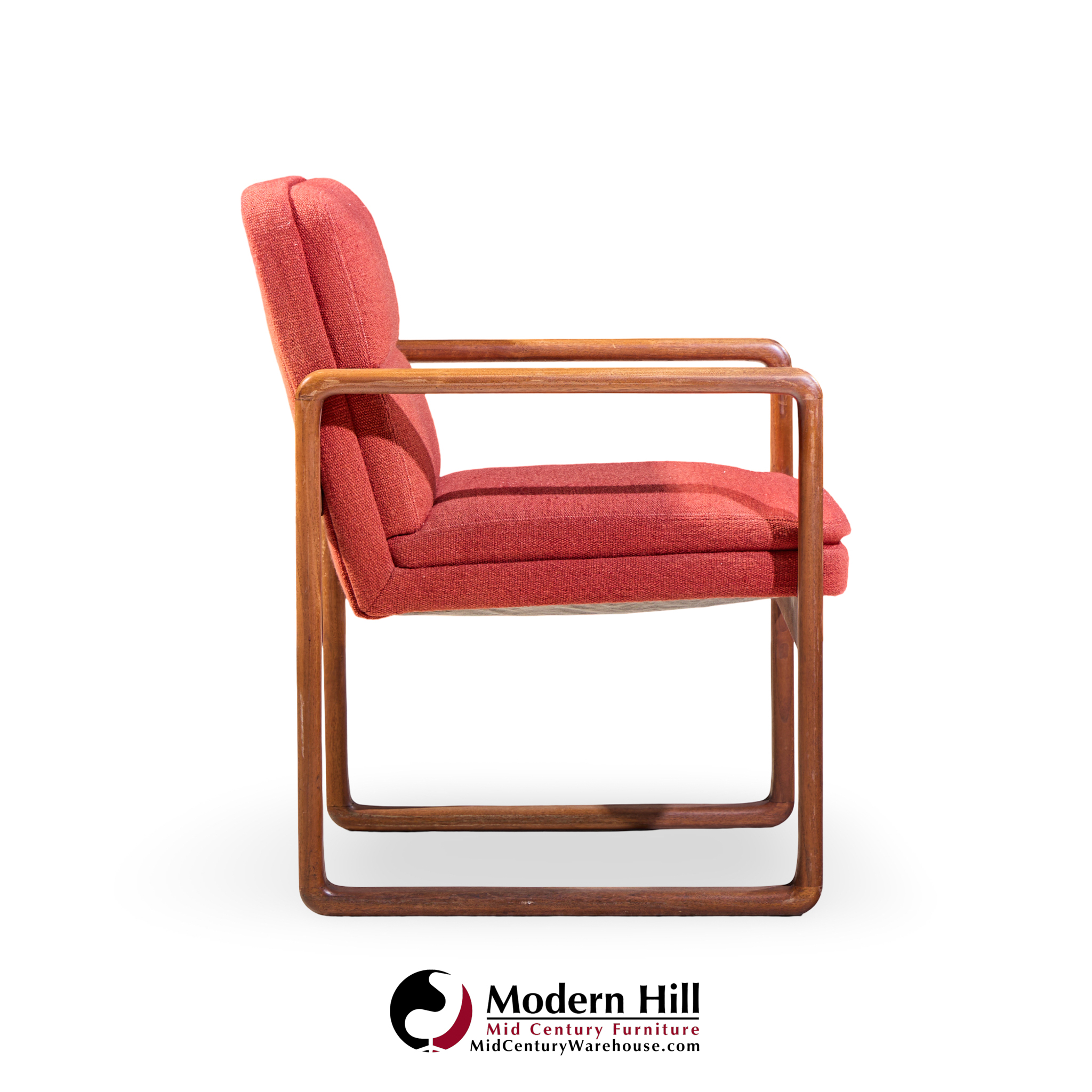 Milo Baughman Style Mid Century Oak Dining Chairs - Set of 6