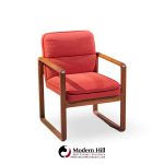 Milo Baughman Style Mid Century Oak Dining Chairs - Set of 6