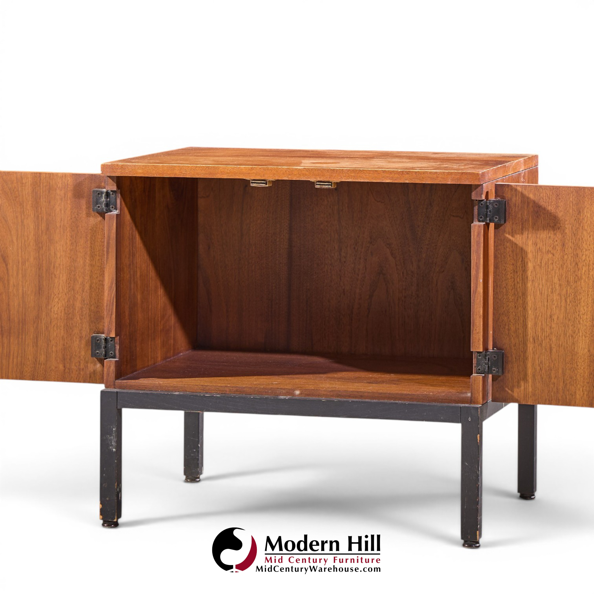 Milo Baughman for Directional Mid Century Walnut Nightstands - Pair